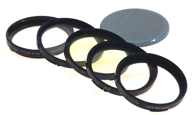 HASSELBLAD 500 CM C/M SET OF 5 FILTERS PROXAR f=1m f=0,5 1x HAZE -1 -0 1.5-50 NR