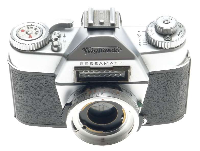 VOIGTLANDER SLR FILM CAMERA CHROME BODY HALF CASE USED BESSAMATIC WITH HALF CASE