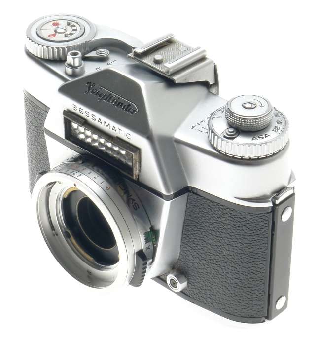 VOIGTLANDER SLR FILM CAMERA CHROME BODY HALF CASE USED BESSAMATIC WITH HALF CASE
