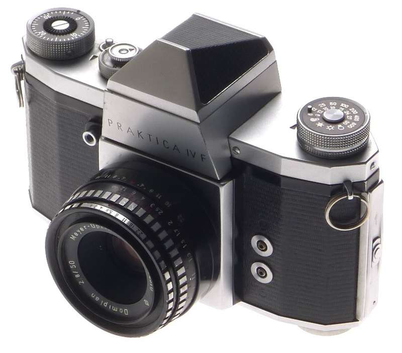 PRAKTICA IV F CHROME SLR 35mm CAMERA MEYER-OPTIK DOMIPLAN 2.8/50mm GOERLITZ f=50