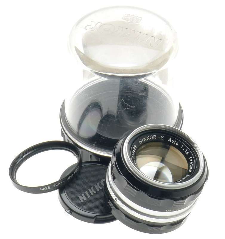 NIKKOR-S AUTO 1:1.4/50 BLACK VINAGE MANUAL f=50mm CAMERA FAST LENS CAP FILTER