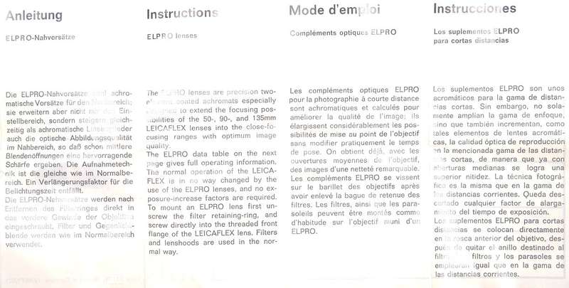 LEICAFLEX CAMERA LENS NEW ELPRO VIa LEITZ WETZLAR LEICA