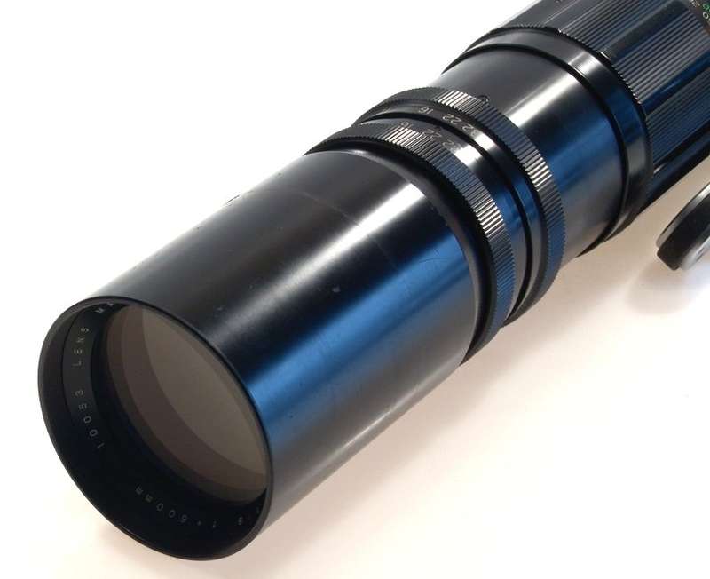 RIKENON 1:8/600mm POWERFUL TELE LENS f=600mm CASE HOOD TRIPOD ADAPTER CAPS BLACK