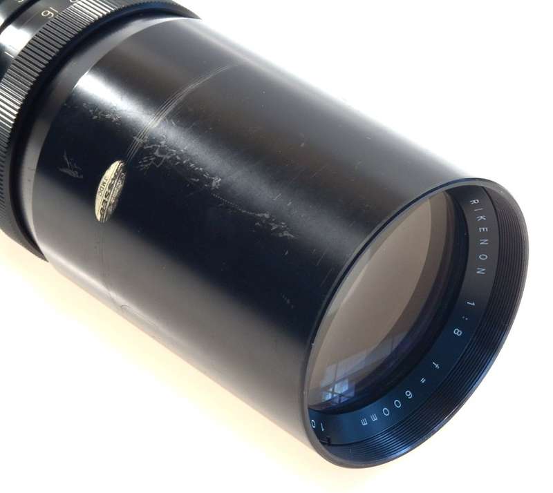 RIKENON 1:8/600mm POWERFUL TELE LENS f=600mm CASE HOOD TRIPOD ADAPTER CAPS BLACK