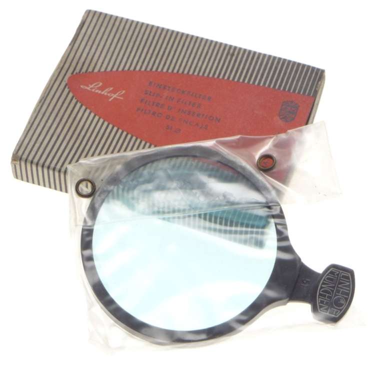 LINHOF lens slip in 51mm filter sealed new in box Blue fits lenses for technika