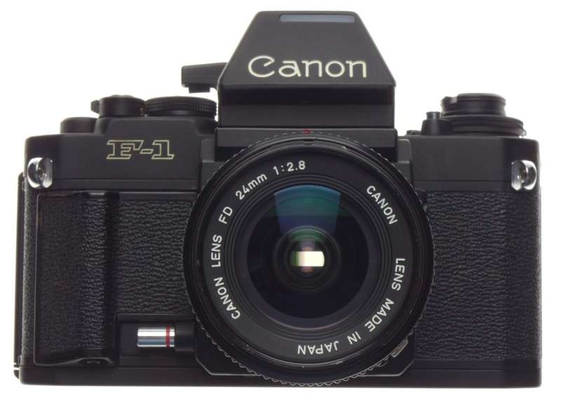 CANON F-1 SLR 35mm film F1 camera Black FD 24mm 1:2.8 filter cap good condition