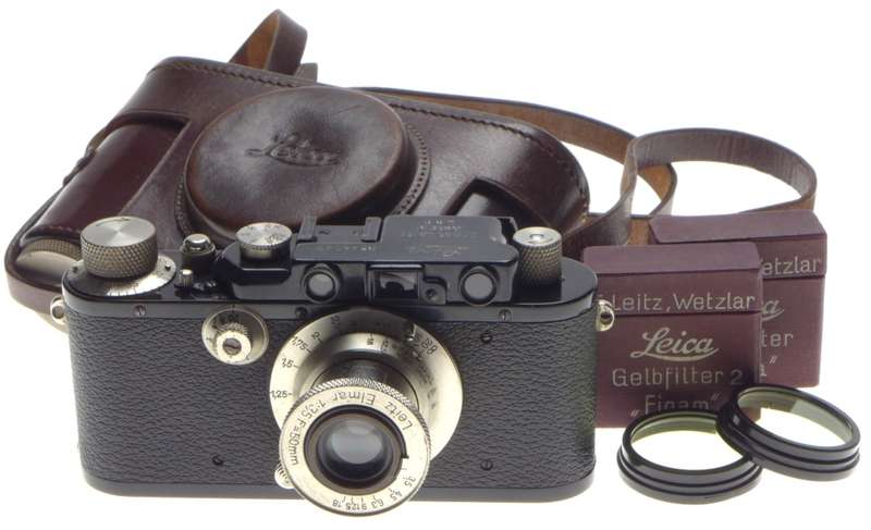 LEICA I Black paint camera Nickel Leitz Elmar 1:3.5 f=50mm case filter set clean
