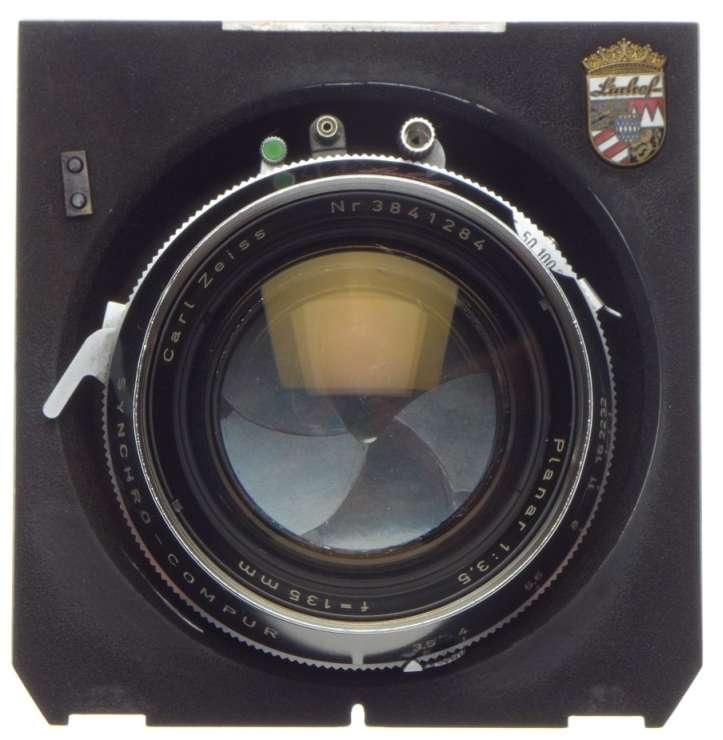 PLANAR 1:3.5 f=135mm Zeiss coated medium format lens Synchro-Compur shutter cam