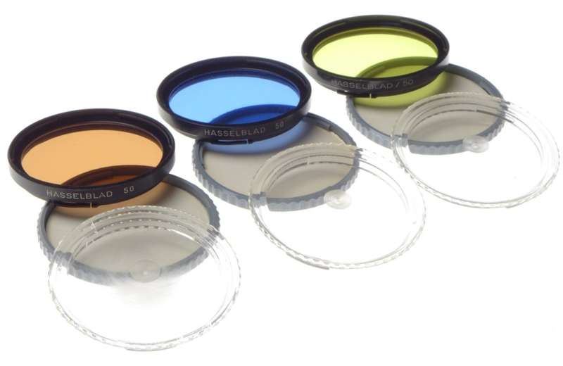 HASSELBLAD 50 assortment of color lens filter cased brown blue yellow CB12 CR12
