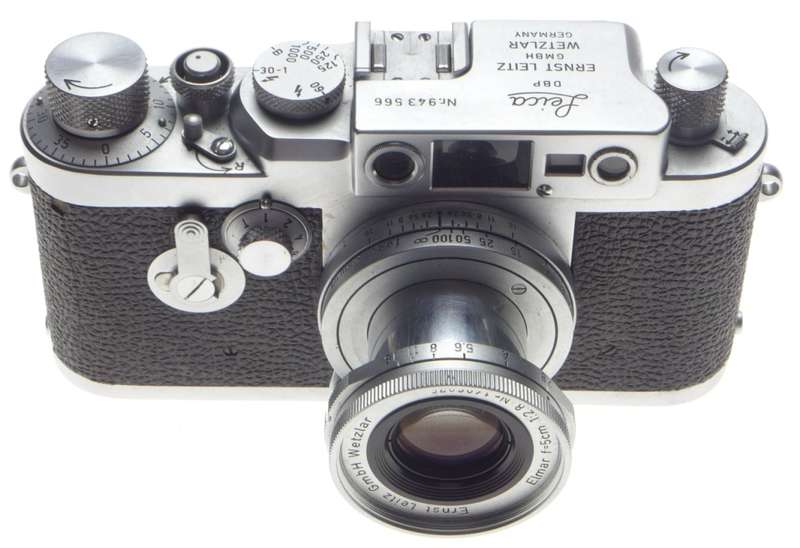 LEICA IIIg chrome 35mm rangefinder camera with 2.8/5cm Elmar 2.8 f=50mm lens kit