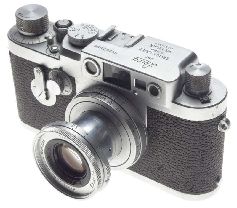 LEICA IIIg chrome 35mm rangefinder camera with 2.8/5cm Elmar 2.8 f=50mm lens kit