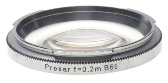 Zeiss Contarex SLR camera lens close up PROXAR f=0.2m B56 chrome cased clean