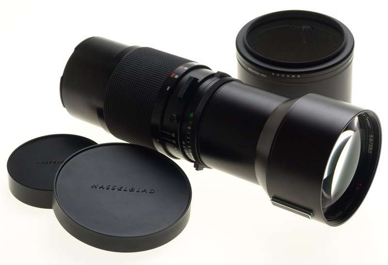 HASSELBLAD ZEISS TELE-TESSAR 5.6/350 T* CF HOOD CAPS CASE MINT CLA SERVICED NR
