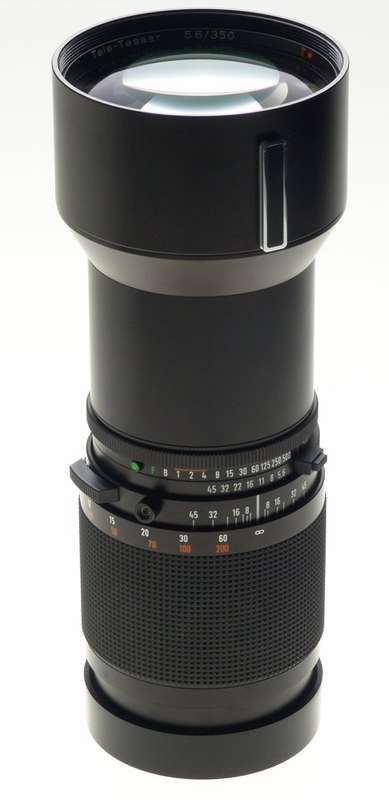 HASSELBLAD ZEISS TELE-TESSAR 5.6/350 T* CF HOOD CAPS CASE MINT CLA SERVICED NR