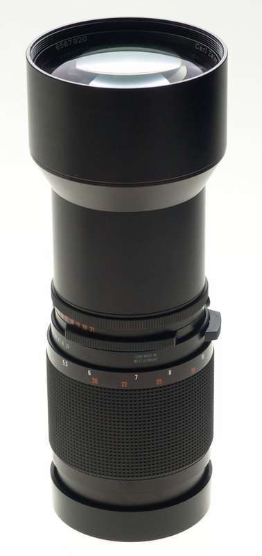 HASSELBLAD ZEISS TELE-TESSAR 5.6/350 T* CF HOOD CAPS CASE MINT CLA SERVICED NR