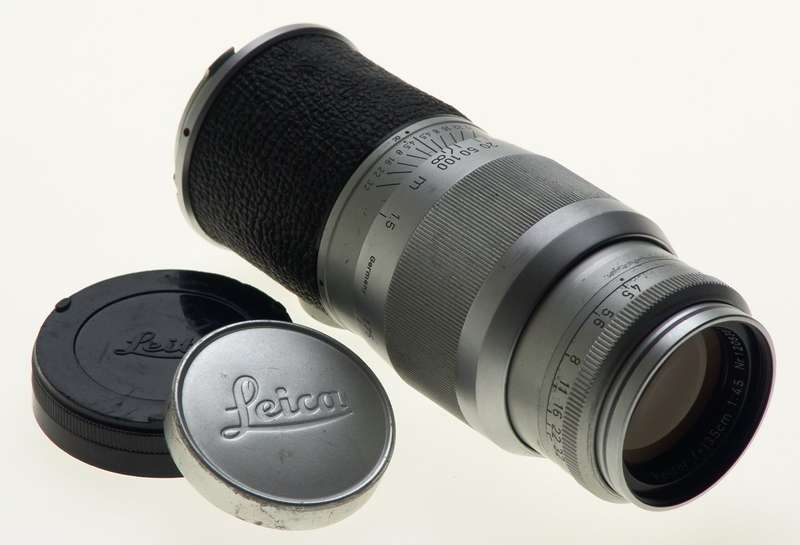 LEICA HEKTOR 4.5/135mm LEITZ f=135mm CAMERA CHROME LENS CAPS FITS M3 M8 M9 CLEAN