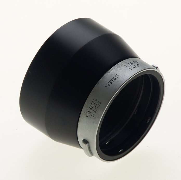 LEICA CHROME 4.5/135mm CAMERA LENS HOOD 4/90mm SHADE 12575 N USED 2.8/90mm NR