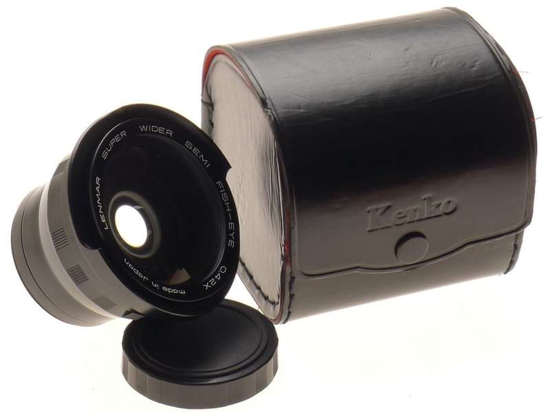LENMAR SUPER WIDE ANGLE SEMI FISH-EYE 0.42x AUXILIARY LENS ATTACHMENT CASE MINT