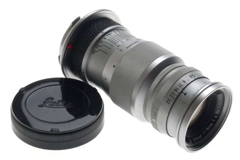 LEICA M MOUNT ELMAR f=9cm 1:4 CAMERA LENS CAP LEITZ CHROME 1:4/90mm EXCELLENT NR
