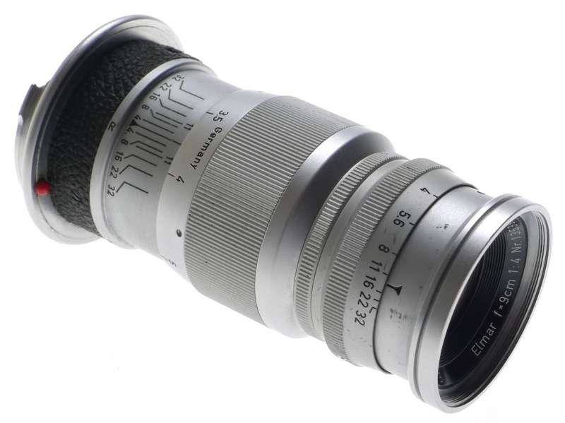 LEICA M MOUNT ELMAR f=9cm 1:4 CAMERA LENS CAP LEITZ CHROME 1:4/90mm EXCELLENT NR