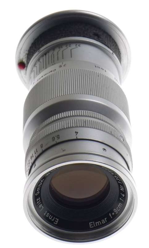 LEICA M MOUNT ELMAR f=9cm 1:4 CAMERA LENS CAP LEITZ CHROME 1:4/90mm EXCELLENT NR