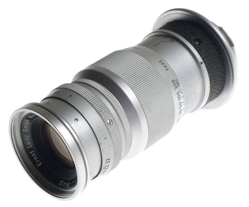 LEICA M MOUNT ELMAR f=9cm 1:4 CAMERA LENS CAP LEITZ CHROME 1:4/90mm EXCELLENT NR