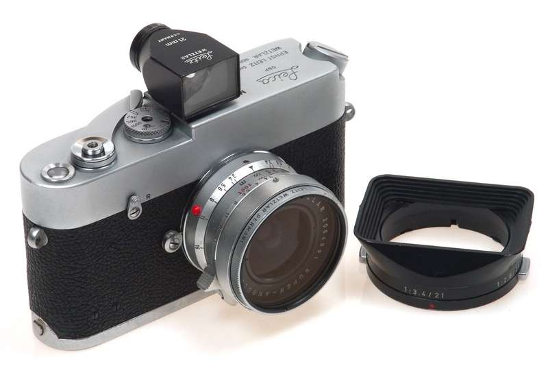 LEICA MDa CAMERA f=21mm FINDER SUPER-ANGULON FAST ULTRA WIDE ANGLE 1:3.4/21 HOOD