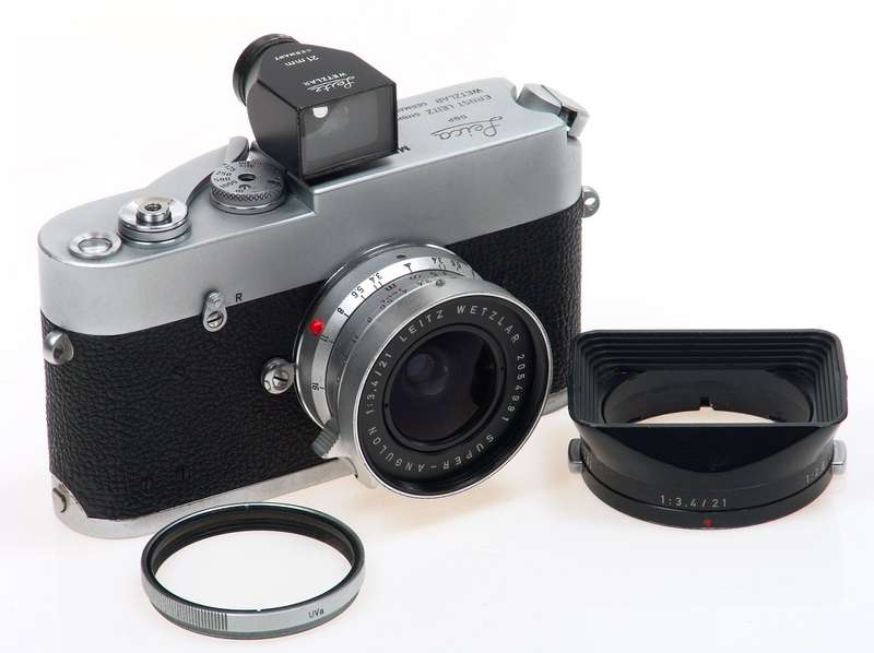LEICA MDa CAMERA f=21mm FINDER SUPER-ANGULON FAST ULTRA WIDE ANGLE 1:3.4/21 HOOD