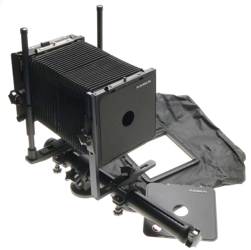 PLAUBEL 4x5 FIELD CAMERA BLACK MONORAIL WIDE ANGLE BELLOWS LENS BOARD SHIFT TILT