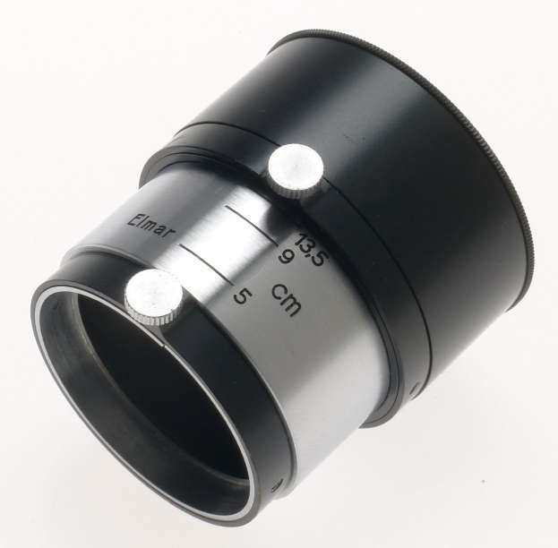 MINT VINTAGE ELMAR PRIME COLLAPSIBLE LENS HOOD SHADE BLACK PAINT CHROME E. LEITZ