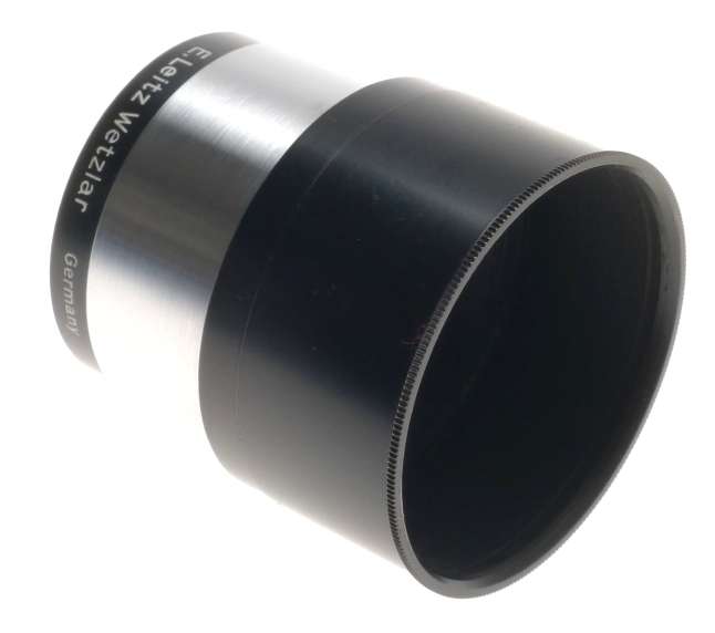 MINT VINTAGE ELMAR PRIME COLLAPSIBLE LENS HOOD SHADE BLACK PAINT CHROME E. LEITZ