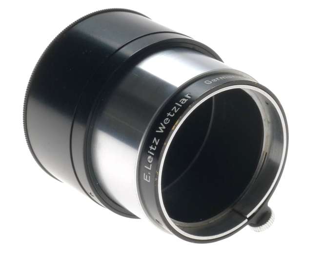 MINT VINTAGE ELMAR PRIME COLLAPSIBLE LENS HOOD SHADE BLACK PAINT CHROME E. LEITZ