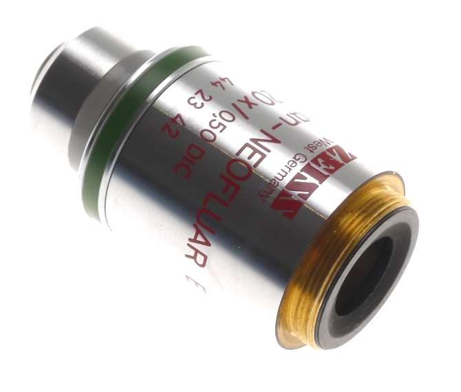 ZEISS MICROSCOPE OBJECTIVE LENS USED EPIPLAN-NEOFLUAR 20x/0,50 DIC 44 23 42 AXIO