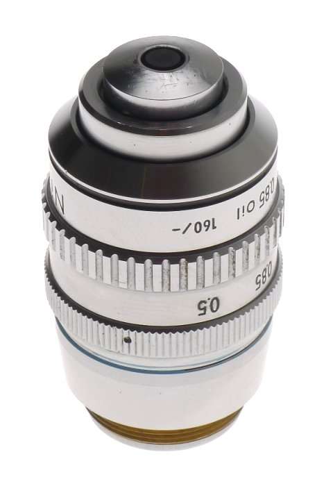 NIKON MICROSCOPE OBJECTIVE LENS USED 50x PLAN 50/0,85 Oil CLEAN 160/- No: 230424