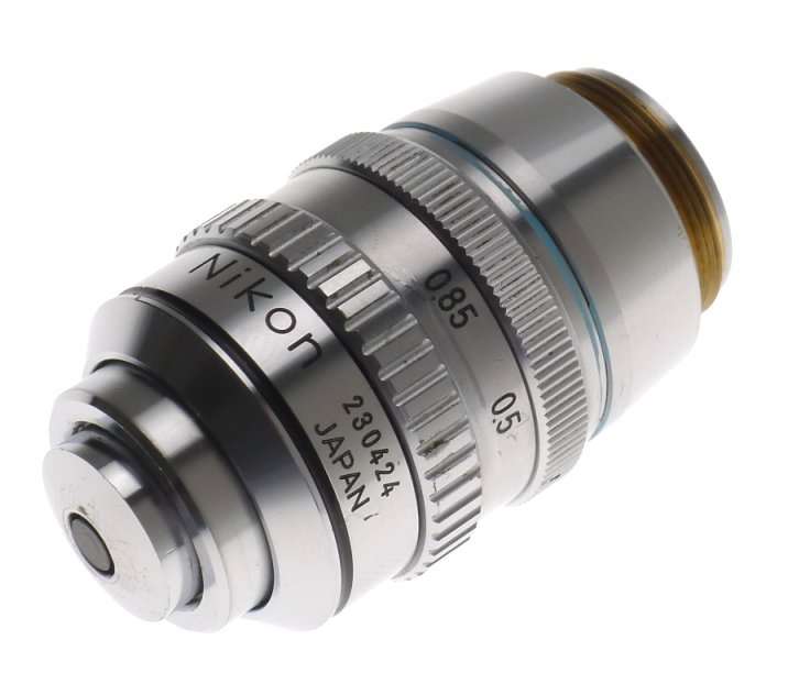 NIKON MICROSCOPE OBJECTIVE LENS USED 50x PLAN 50/0,85 Oil CLEAN 160/- No: 230424
