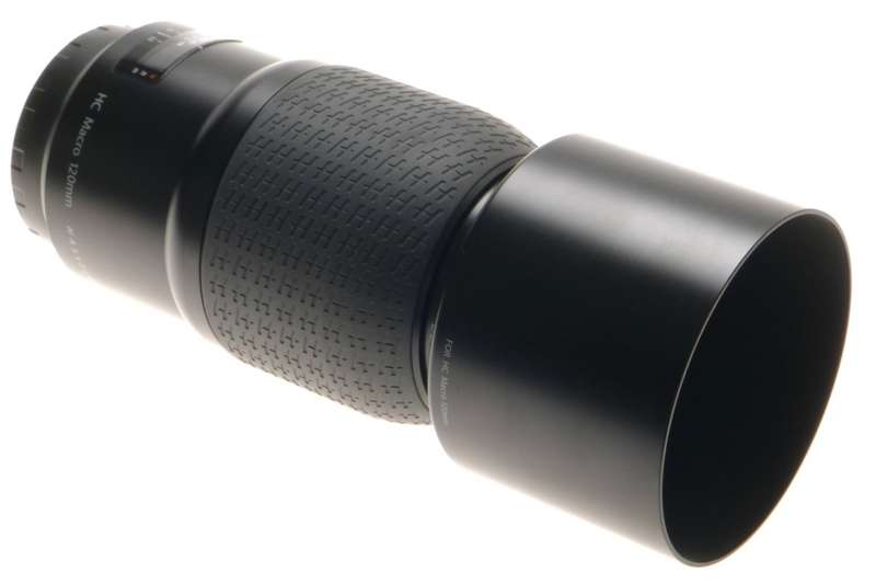 HASSELBLAD HC MACRO 4/120 DIGITAL CAMERA LENS WITH HOOD AND CAPS MINT- f=120mm