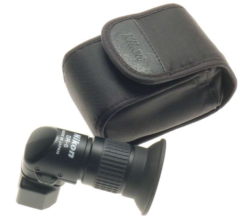 NIKON DR-6 BLACK FOCUSSING EYEPIECE 1x, 2x MAG RIGHT ANGLE VIEW FINDER CASE MINT