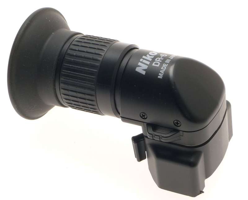NIKON DR-6 BLACK FOCUSSING EYEPIECE 1x, 2x MAG RIGHT ANGLE VIEW FINDER CASE MINT