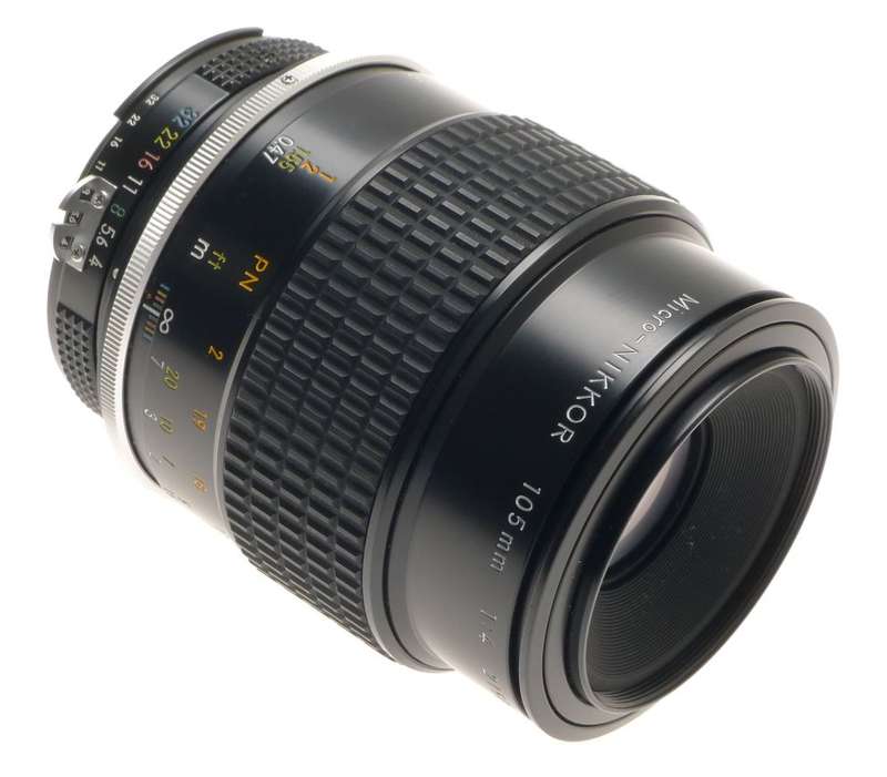 MICRO-NIKKOR 105mm 1:4 FILTER CAPS HOOD 4/105mm MINT SLR 35mm BLACK CAMERA LENS