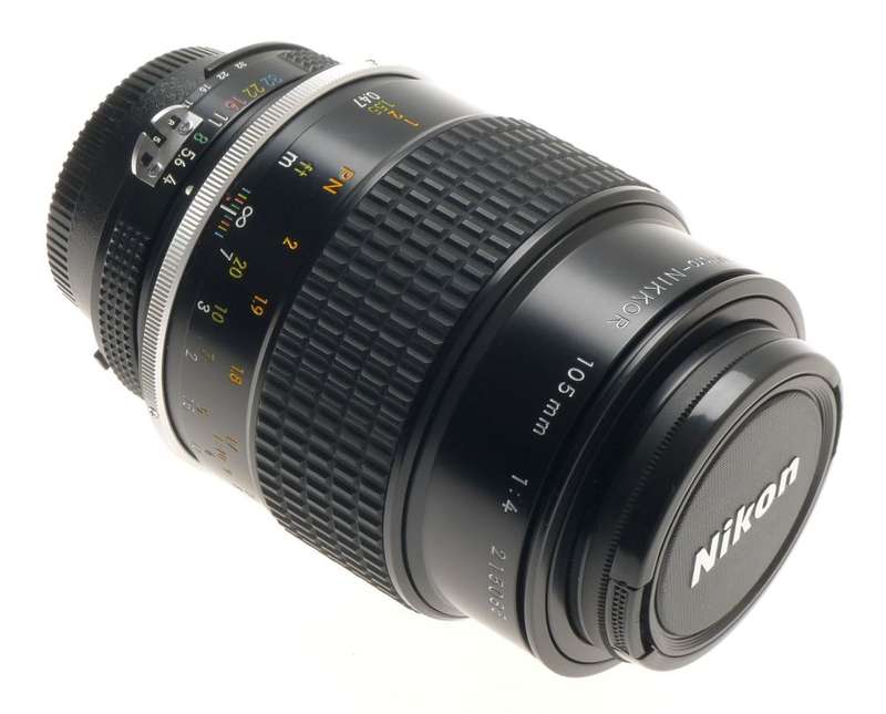 MICRO-NIKKOR 105mm 1:4 FILTER CAPS HOOD 4/105mm MINT SLR 35mm BLACK CAMERA LENS