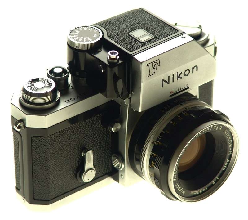 NIKON F VINTAGE SLR CAMERA HOLLOW WINDER CHROME CASE MINT- NIKKOR-H 2/50mm f=50