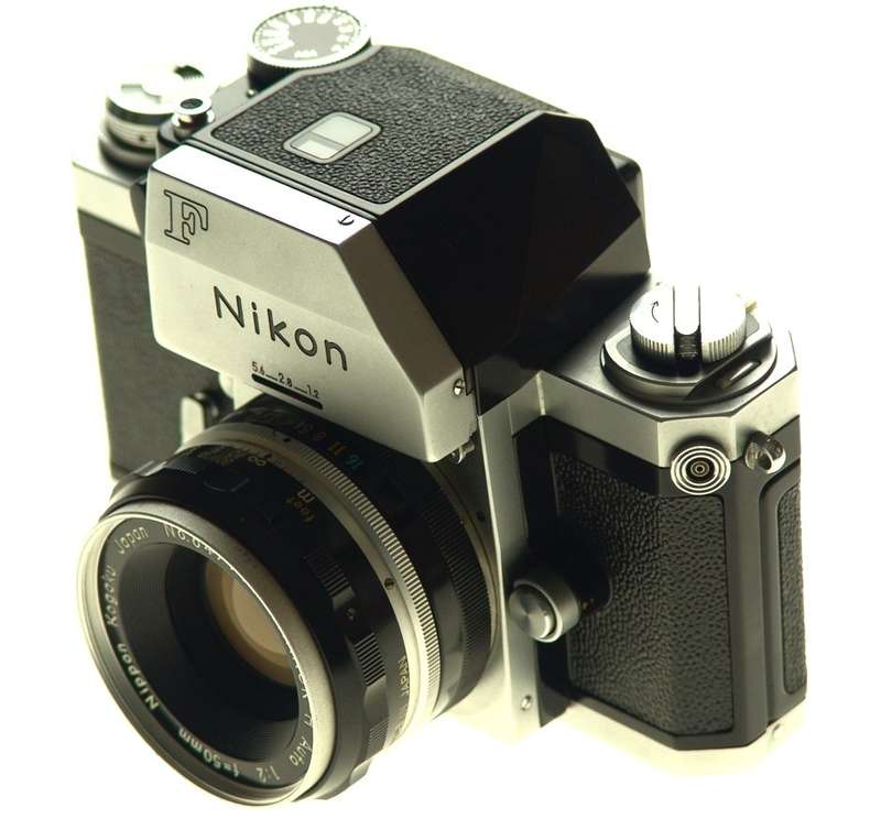 NIKON F VINTAGE SLR CAMERA HOLLOW WINDER CHROME CASE MINT- NIKKOR-H 2/50mm f=50