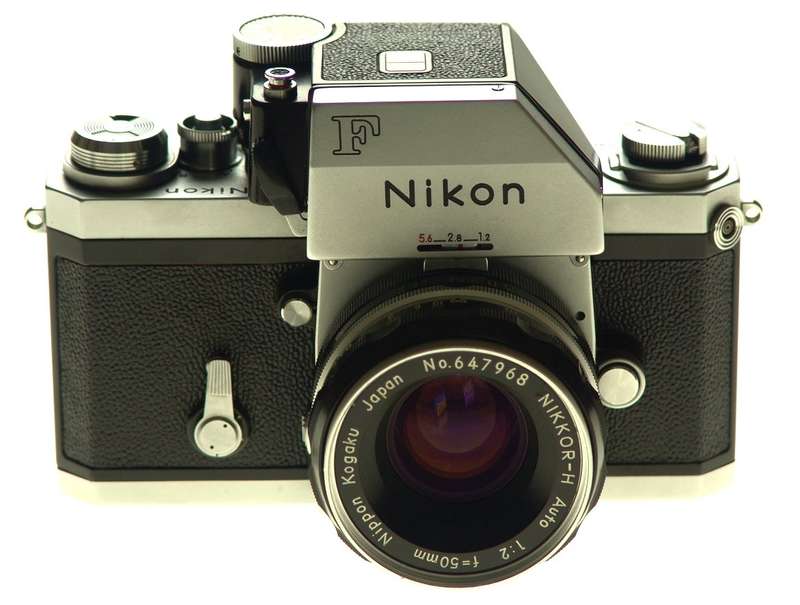 NIKON F VINTAGE SLR CAMERA HOLLOW WINDER CHROME CASE MINT- NIKKOR-H 2/50mm f=50