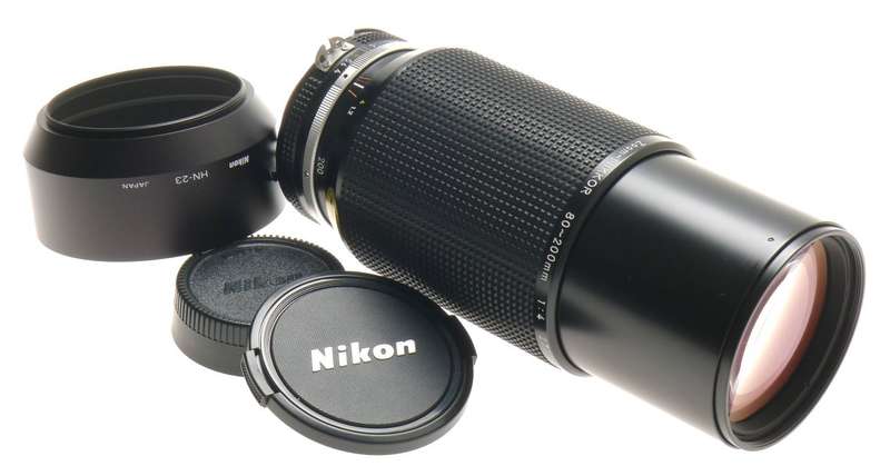 AI-S NIKON ZOOM-NIKKOR 80-200mm 1:4 SLR CAMERA LENS HN-23 LENS HOOD CAPS PERFECT