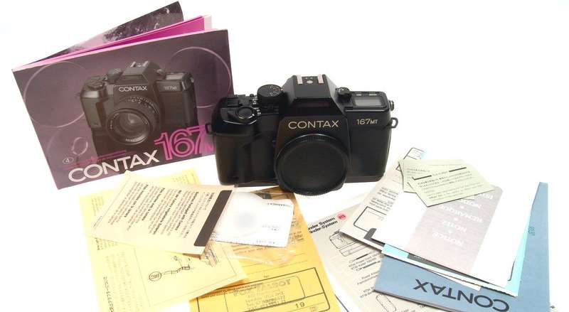 ZEISS CONTAX 167 MT BLACK 35mm CAMERA BODY PAPERS MINT