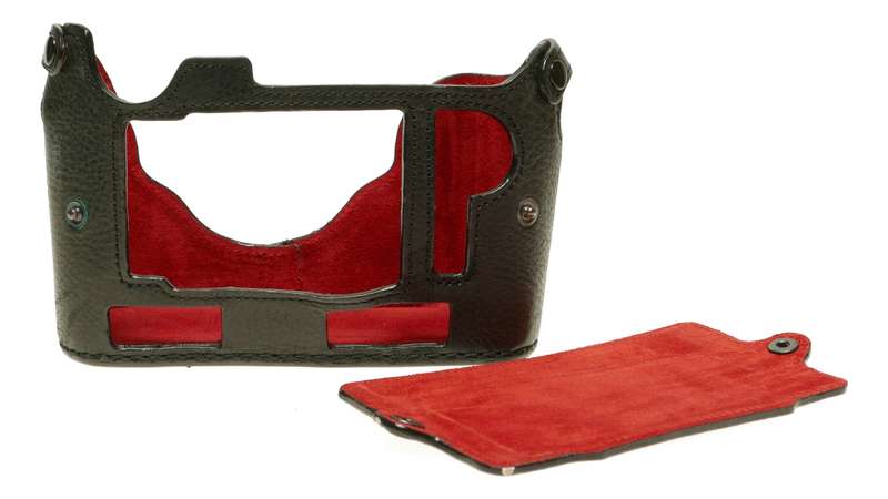 Angelo Pelle leather neck strap Luigi Leica M camera case black