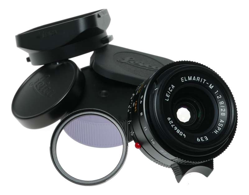 Leica Elmarit-M 2.8/28mm ASPH Lens Black Full Box Kit, Hood, Filters 11606