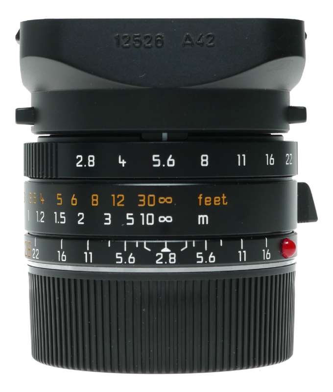 Leica Elmarit-M 2.8/28mm ASPH Lens Black Full Box Kit, Hood, Filters 11606