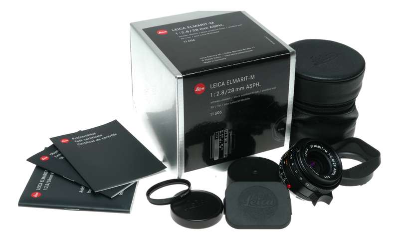 Leica Elmarit-M 2.8/28mm ASPH Lens Black Full Box Kit, Hood, Filters 11606