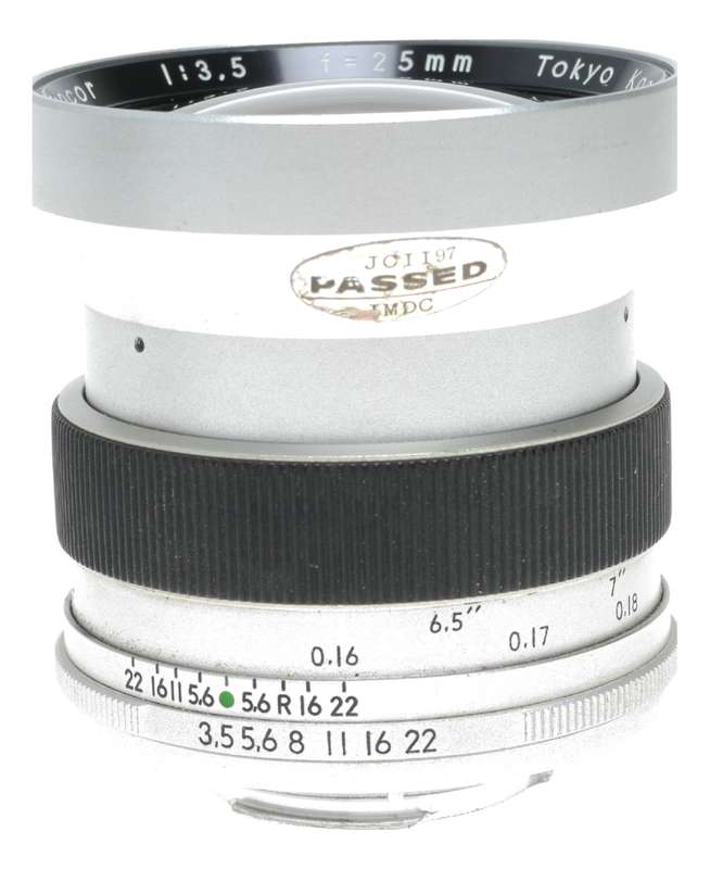 RE Auto-Topcor 1:3.5 f=25mm Kogaku 3.5/2.5cm wide angle rare lens
